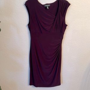 Aubergine, Ralph Lauren size 14 dress. Fully lined. Beautiful ruching.